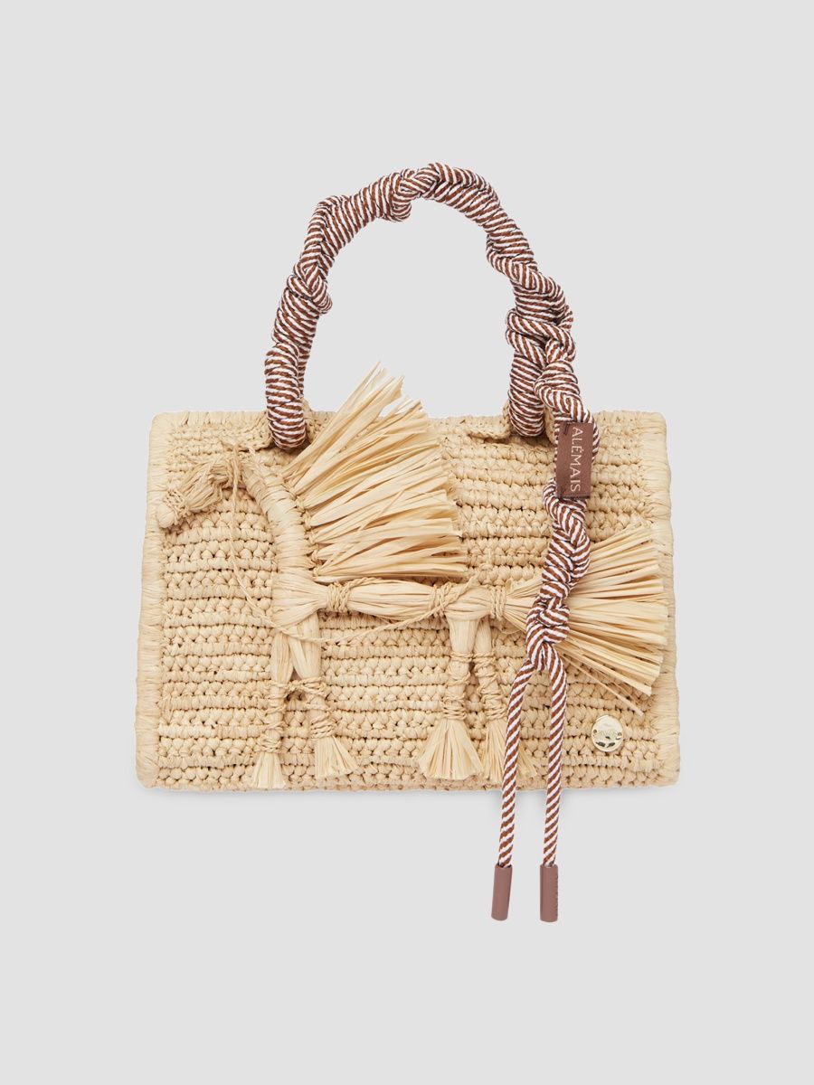 Women's Ace Horse Raffia Box Top Handle Bag - Blonde