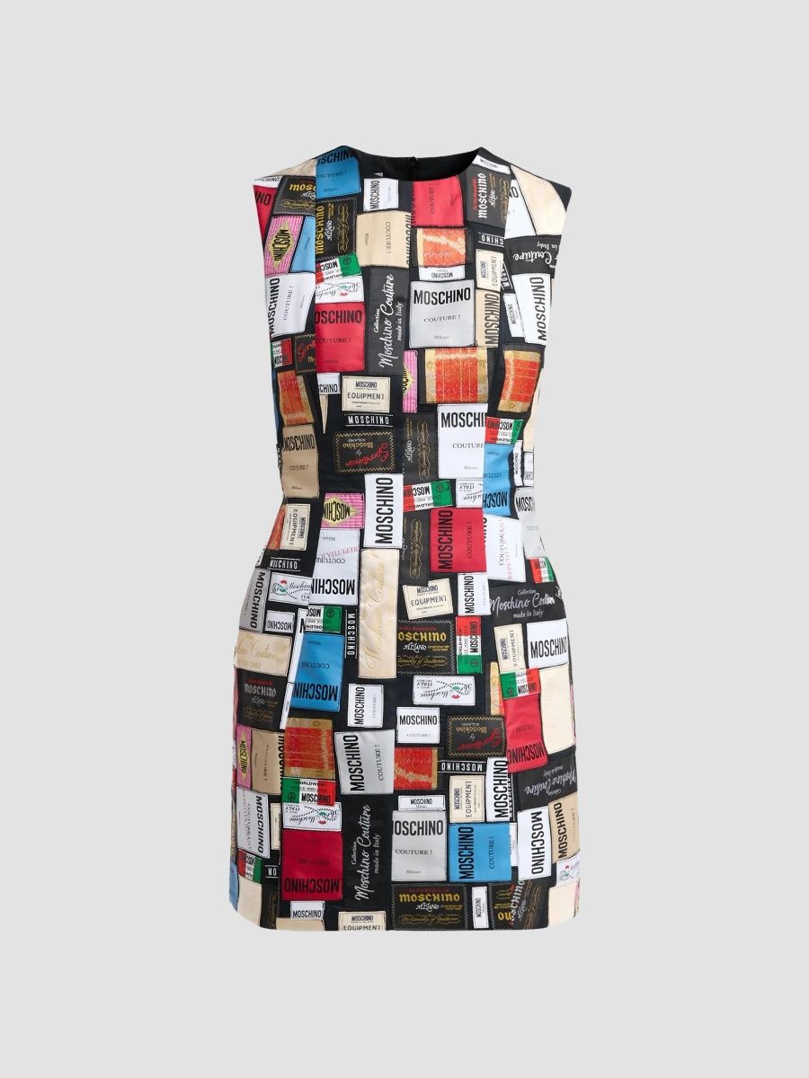 Moschino Women's Label-Print Cotton Mini Dress - Multi - Size 12