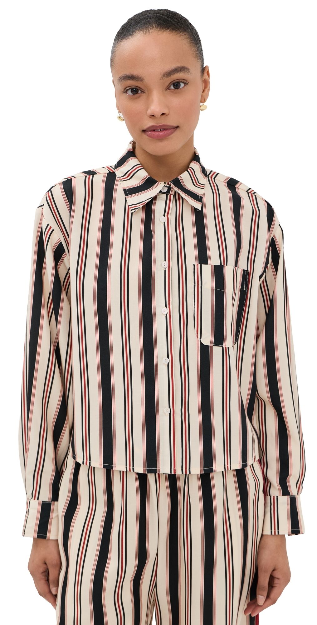 Little Lies Horizon Shirt Beige Stripe XS