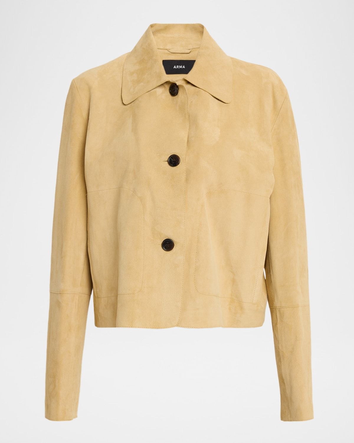 Emy Button-Down Goatskin Suede Jacket