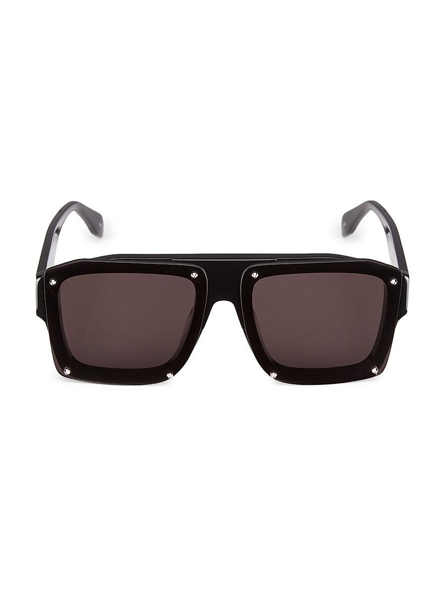 Women's Studs 62MM Shield Sunglasses - Shiny Black
