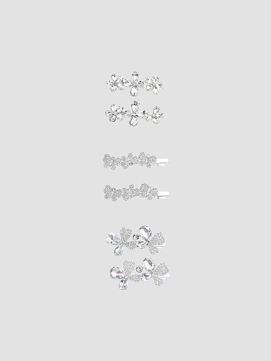 Girl's Crystal Radiant Hair Clip Set - Silver