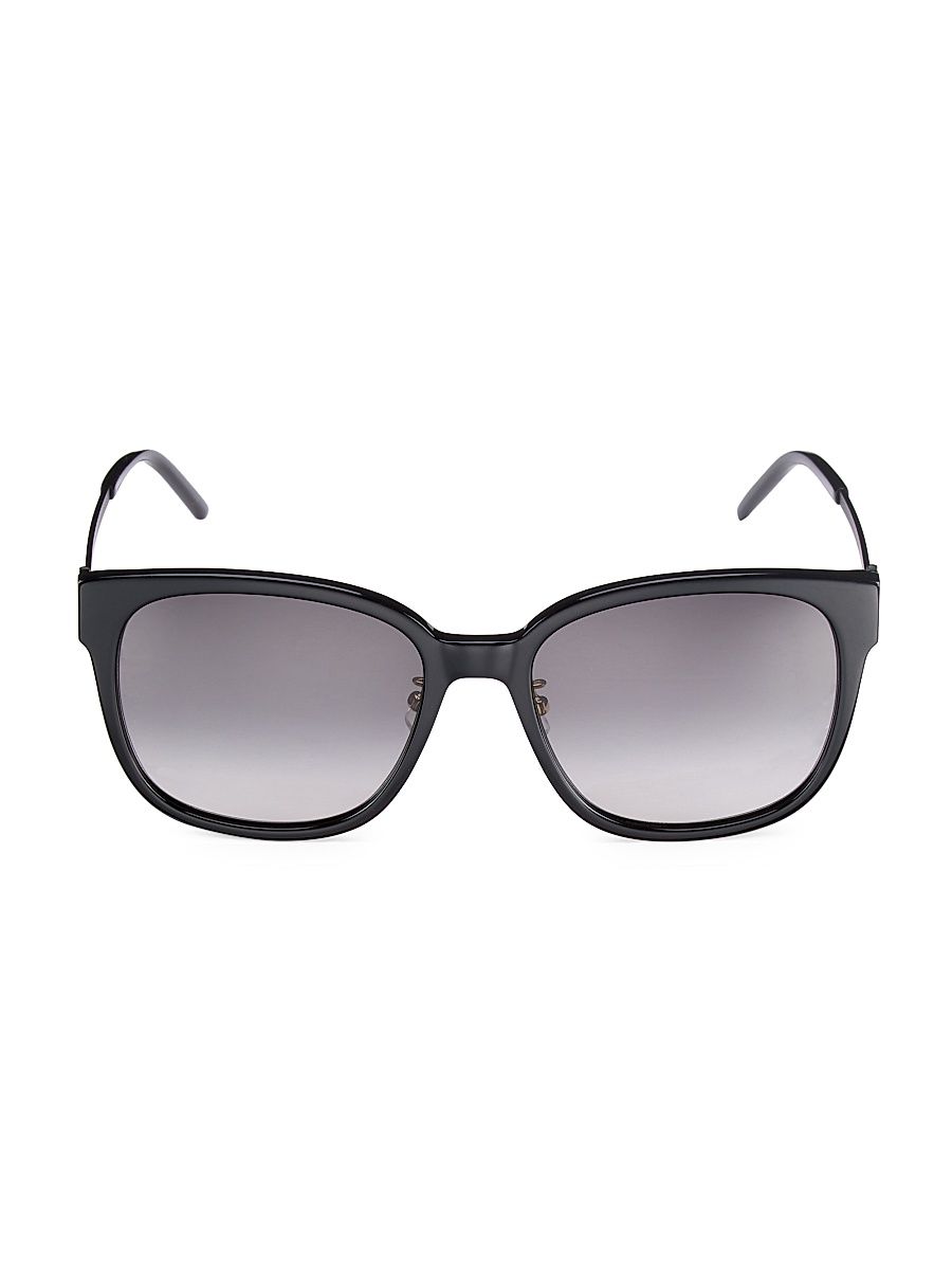 Women's 56MM Square Sunglasses - Shiny Black