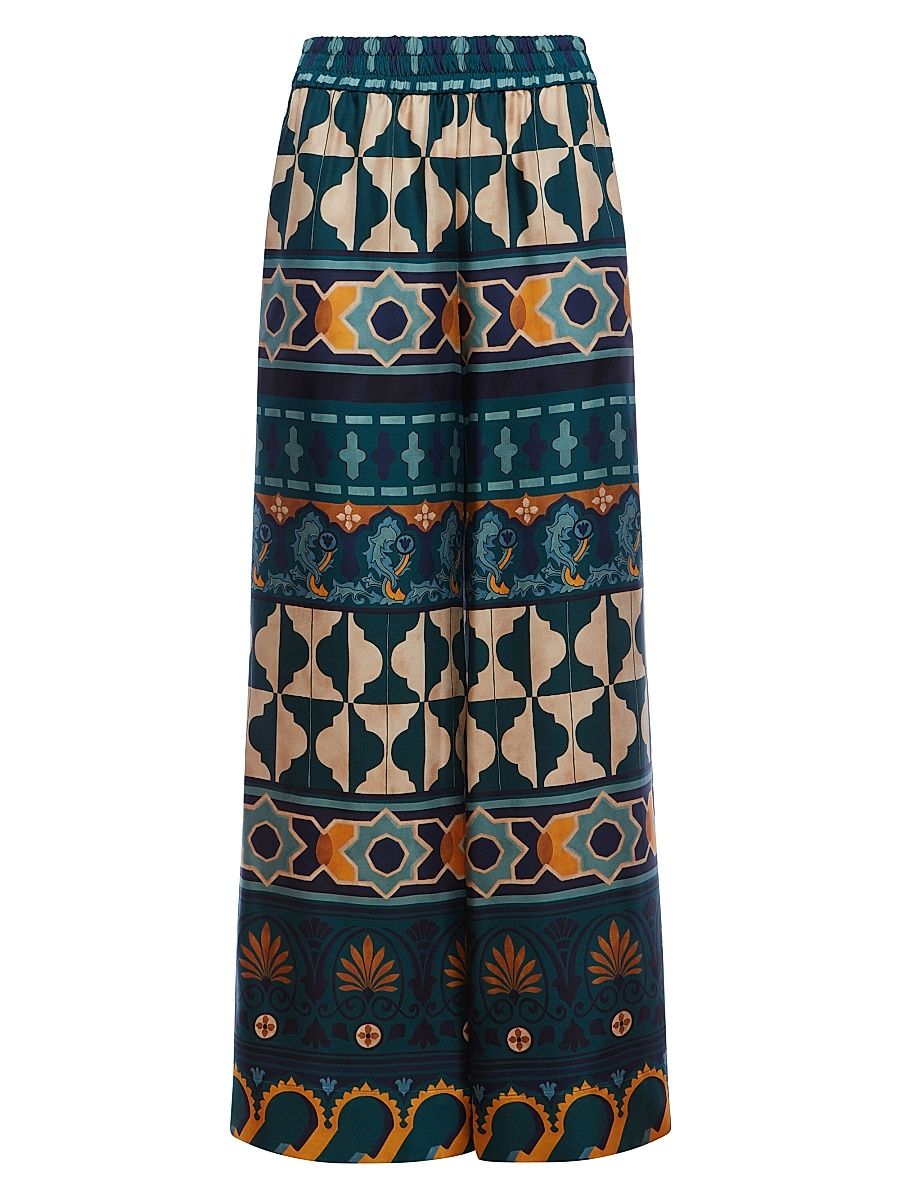 Women's Palazzo Pants - Casareale Placee Emerald - Size Large