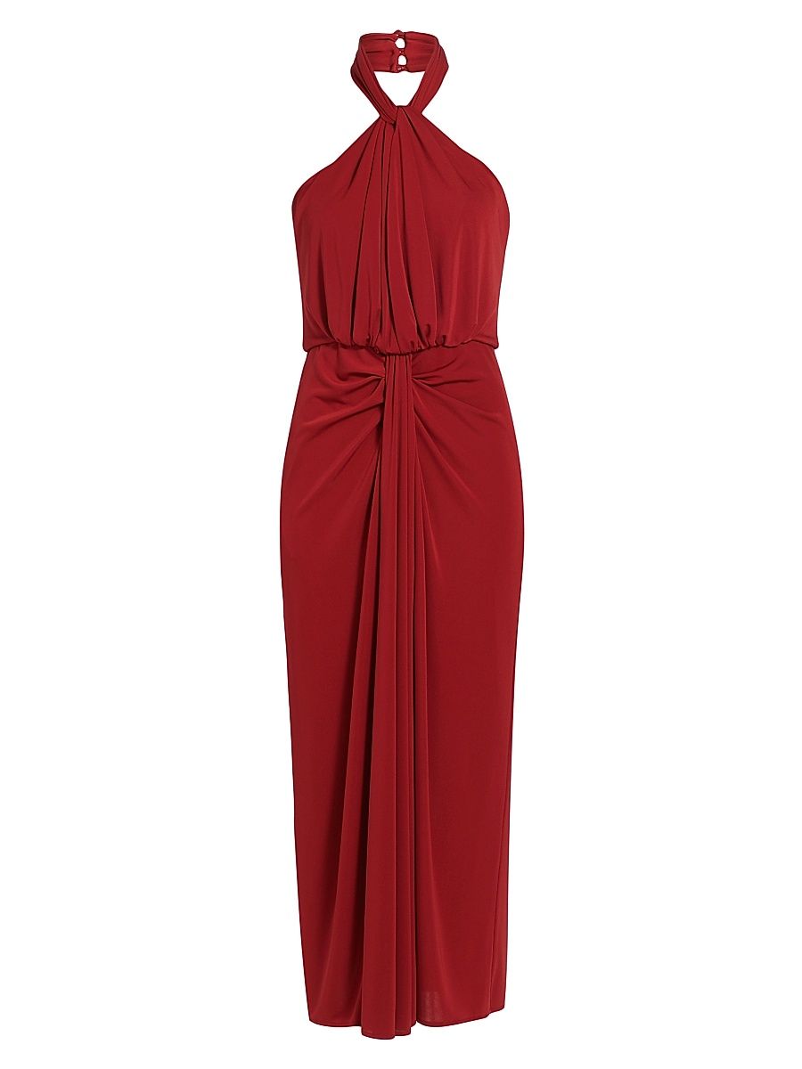 Women's Kaily Draped Halter Maxi Dress - Rosewood - Size 8