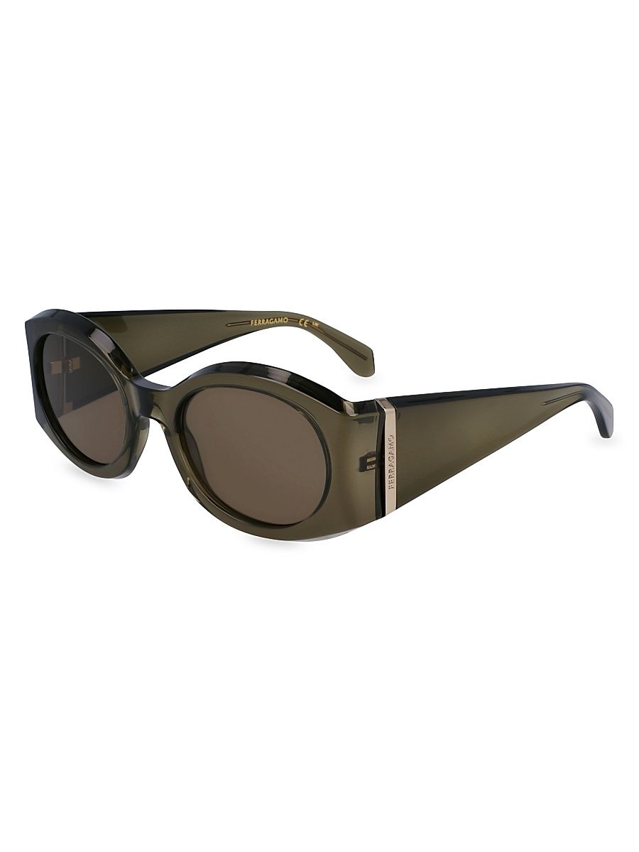 Women's Sculpture 55MM Oval Sunglasses - Khaki Transparent Khaki