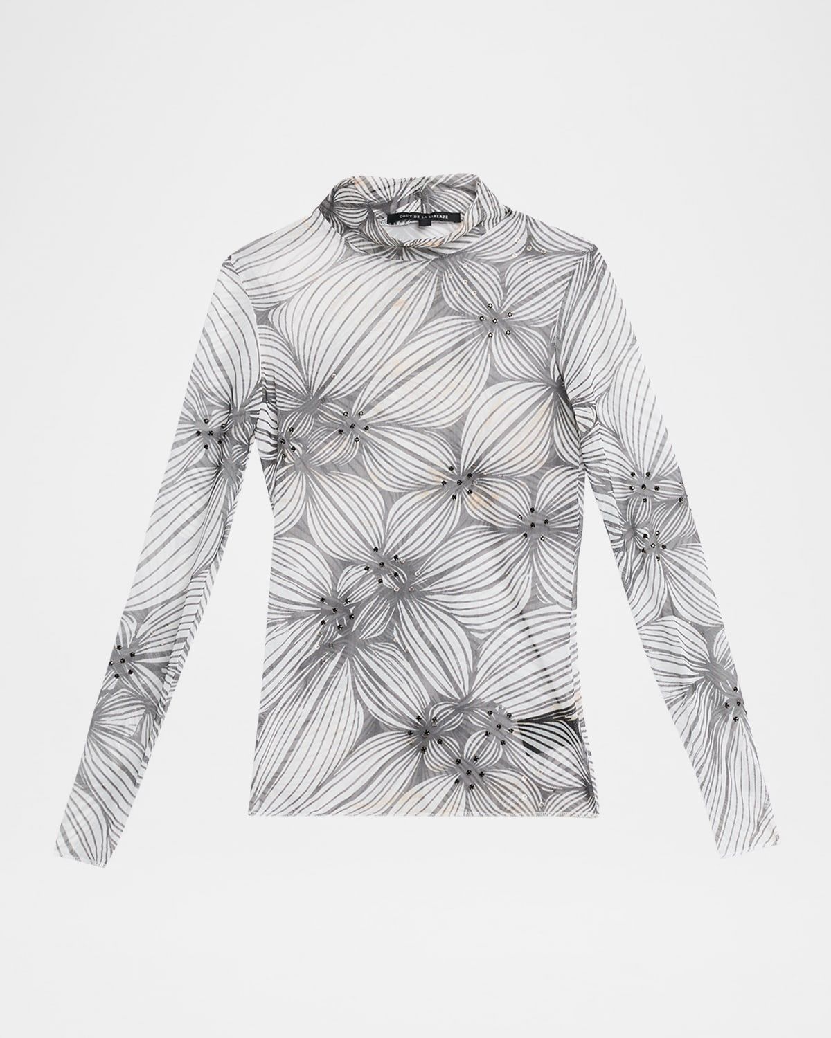 Natasha Printed Mesh Turtleneck