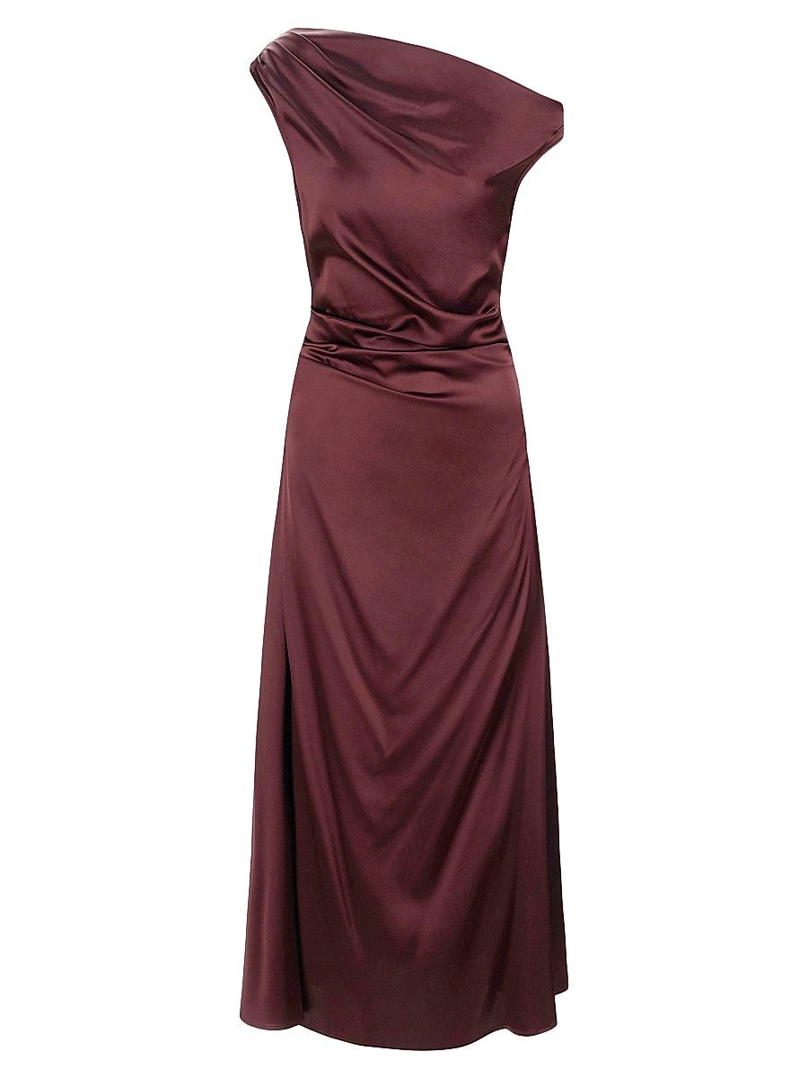 Staud Women's Phare Draped Silk-Blend Midi-Dress - Merlot - Size 0