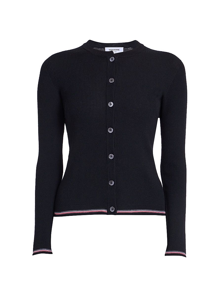 Women's RWB Rib-Stitch Wool Cardigan - Black - Size 0