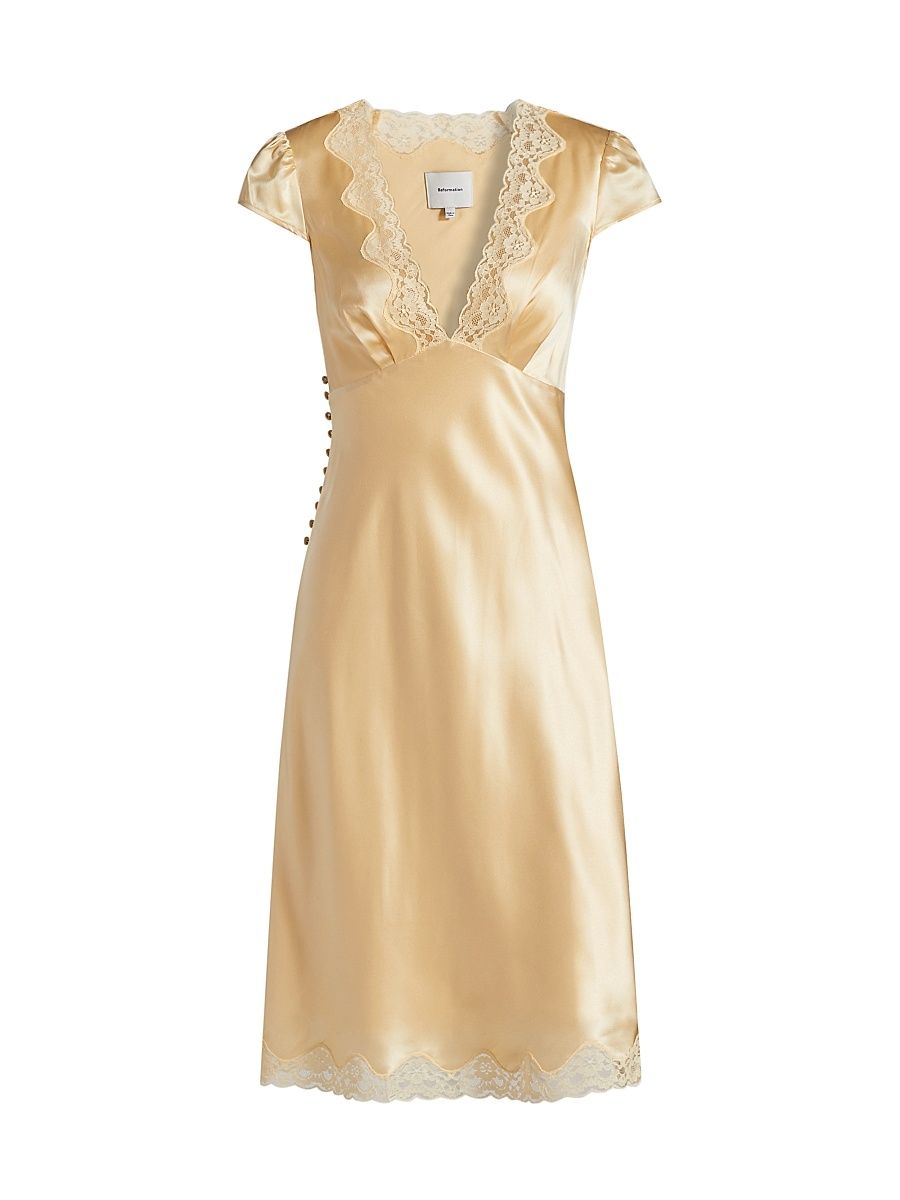 Women's Florence Silk Midi-Dress - Blonde - Size 8