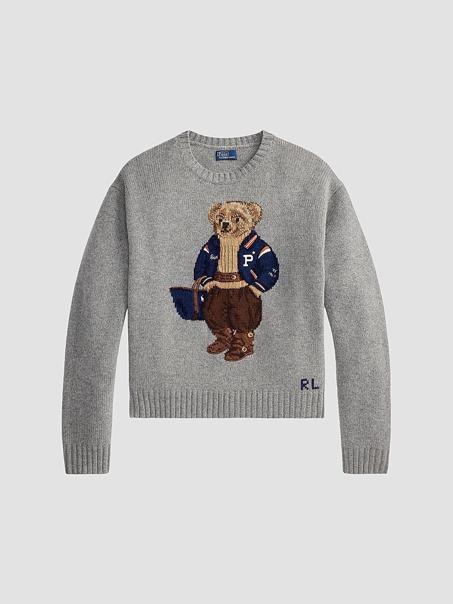 Polo Ralph Lauren Women's Polo Bear Wool-Cashmere Sweater - Outpost Gray - Size XS