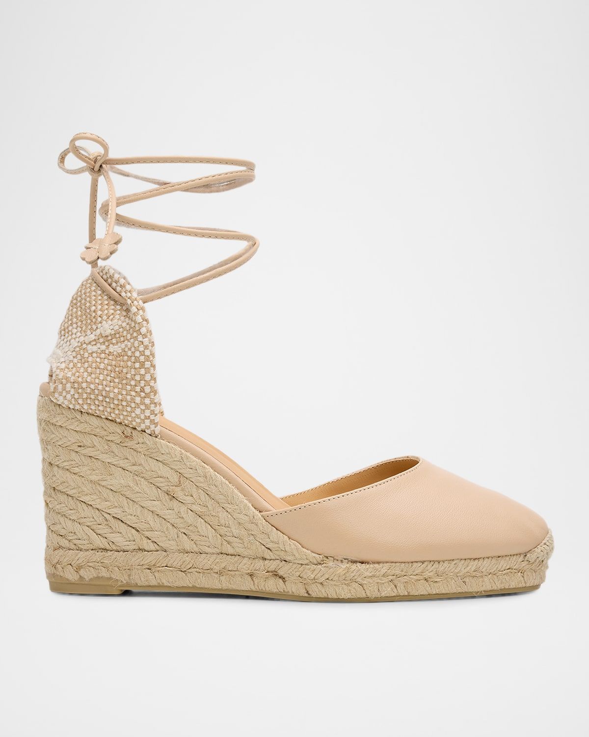90mm Carina Leather Espadrille Wedge Sandals