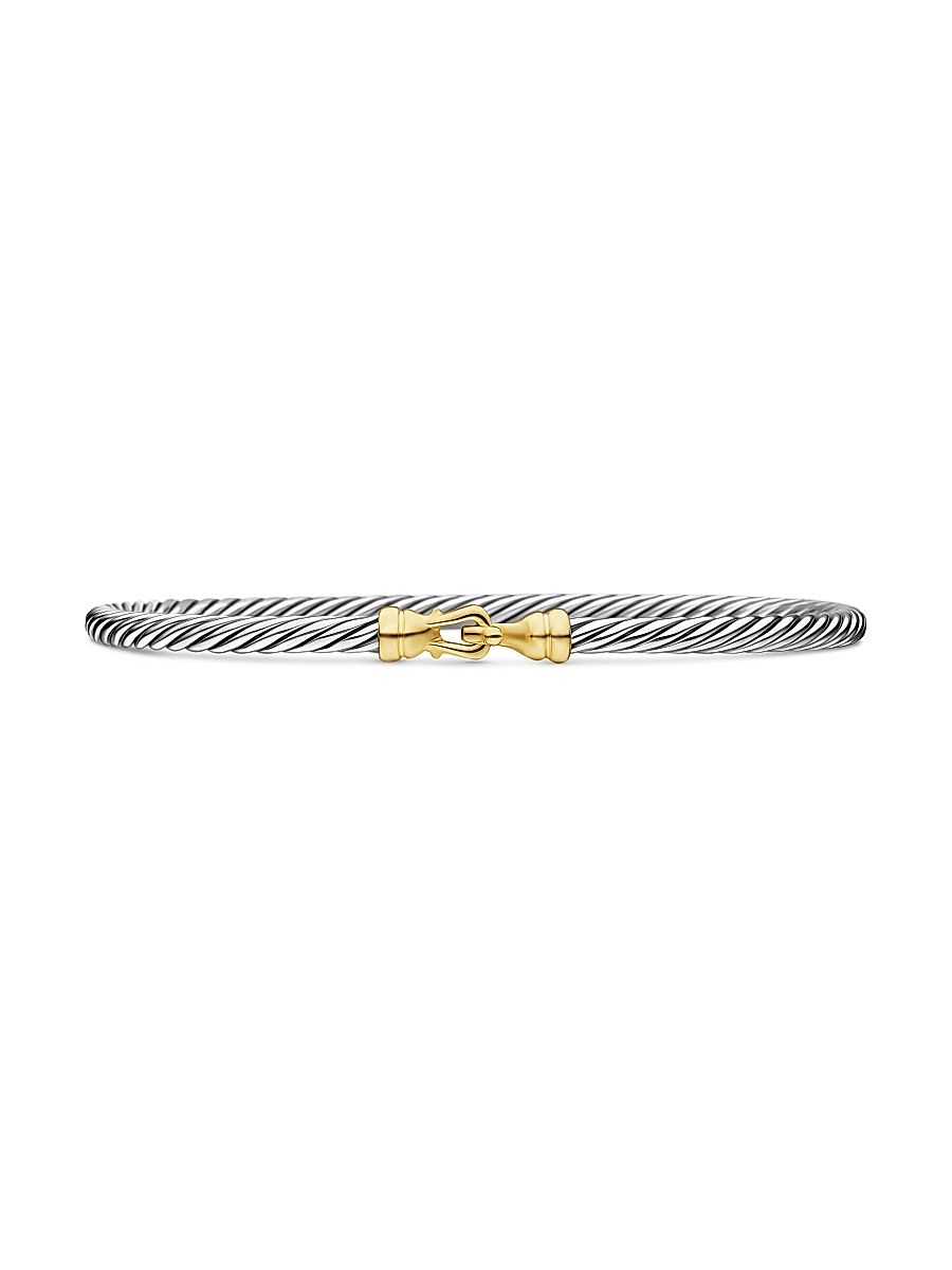 Women's Buckle Classic Cable Bracelet in Sterling Silver - Gold Silver - Size Small