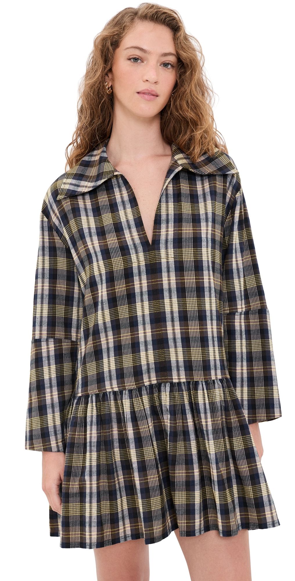 Apiece Apart Romana Mini Dress Basket Weave Plaid L