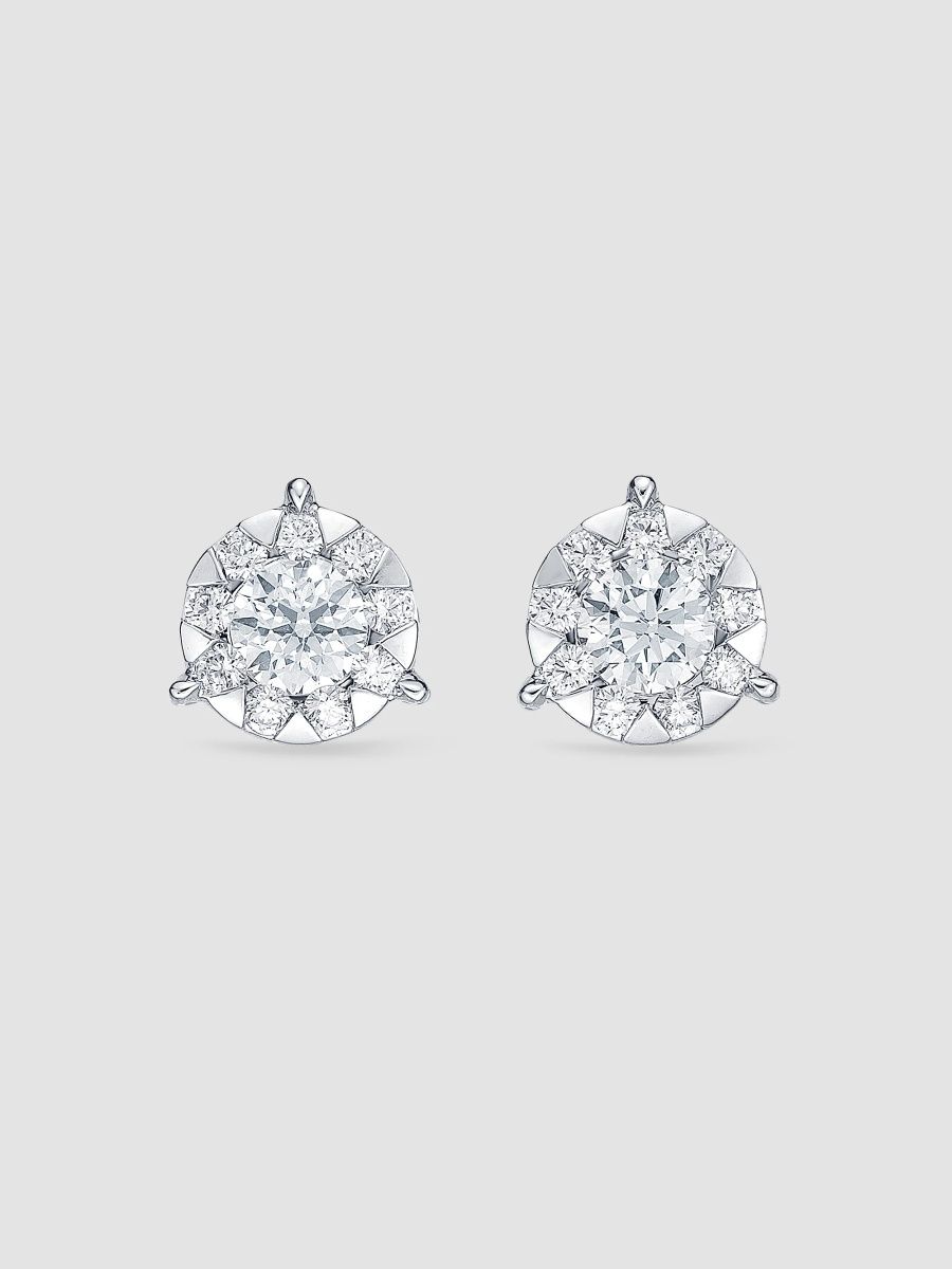 Women's Bouquet 18K White Gold & 0.31-0.36 TCW Diamond 3-Prong Stud Earrings - White Gold