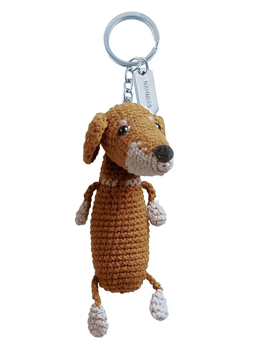 Men's Whiskey Doxie Crochet Keychain - Dark Khaki