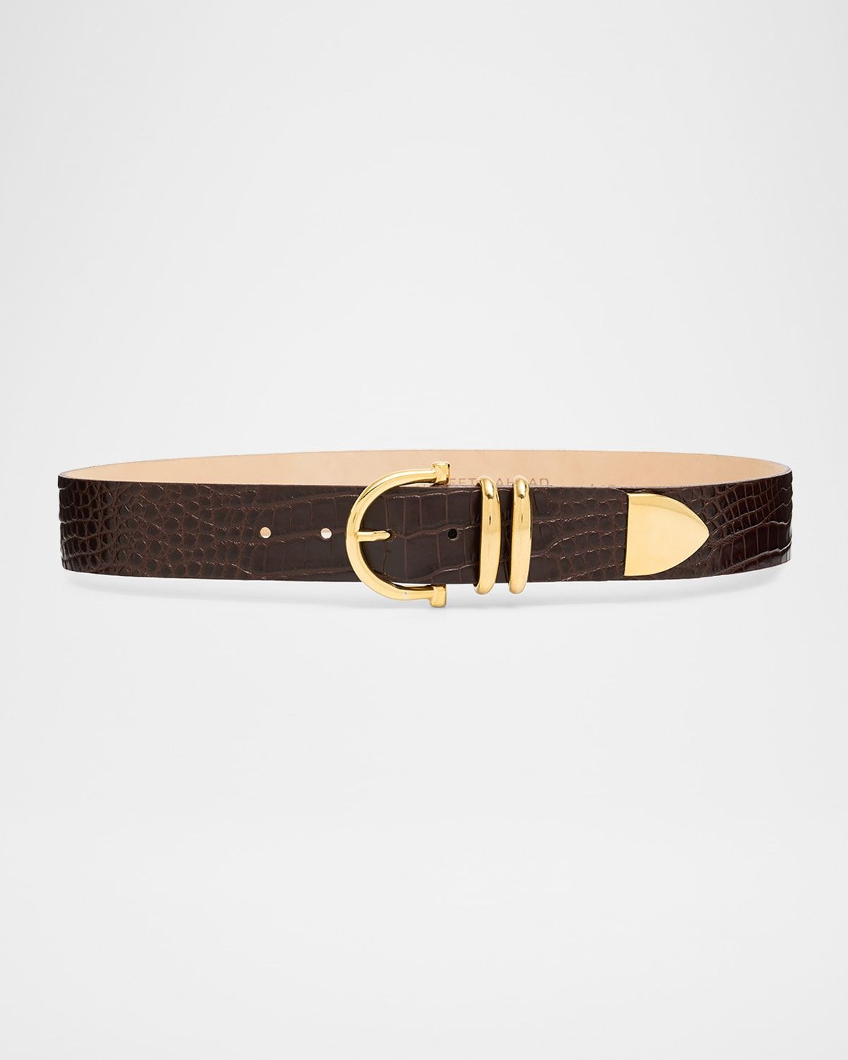 Croc-Embossed Leather Belt