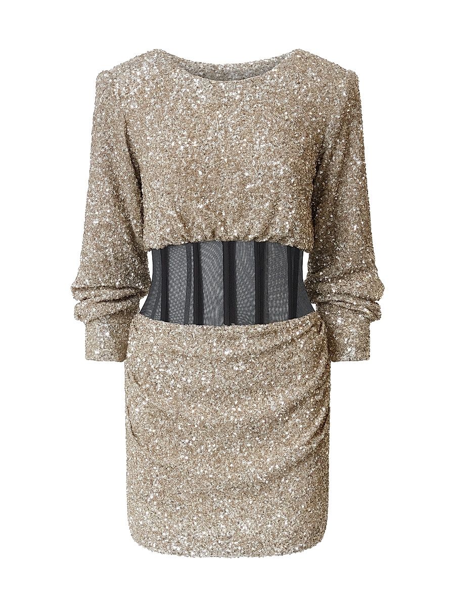 Women's Cassia Embellished Minidress - Light Gold - Size 8