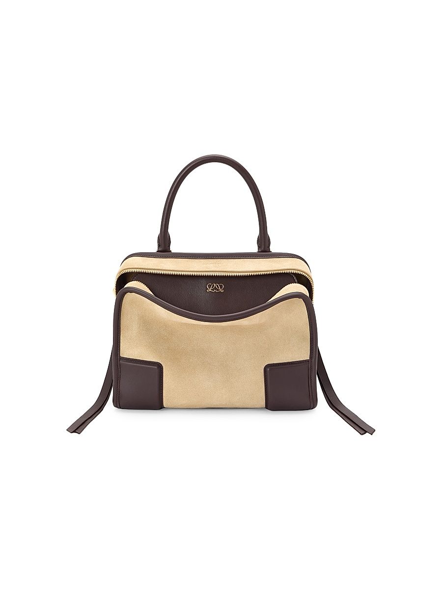 Women's Amazona Small Suede Top Handle Bag - Oro Chocolat