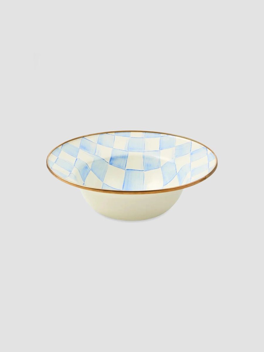 MacKenzie-Childs Sky Check Hand-Painted Serving Bowl