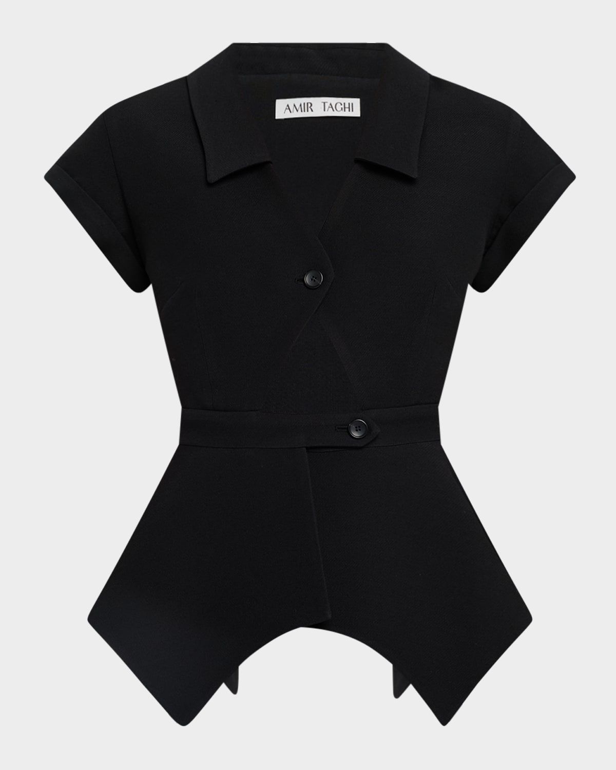 Ana Short-Sleeve Cutout Peplum Top