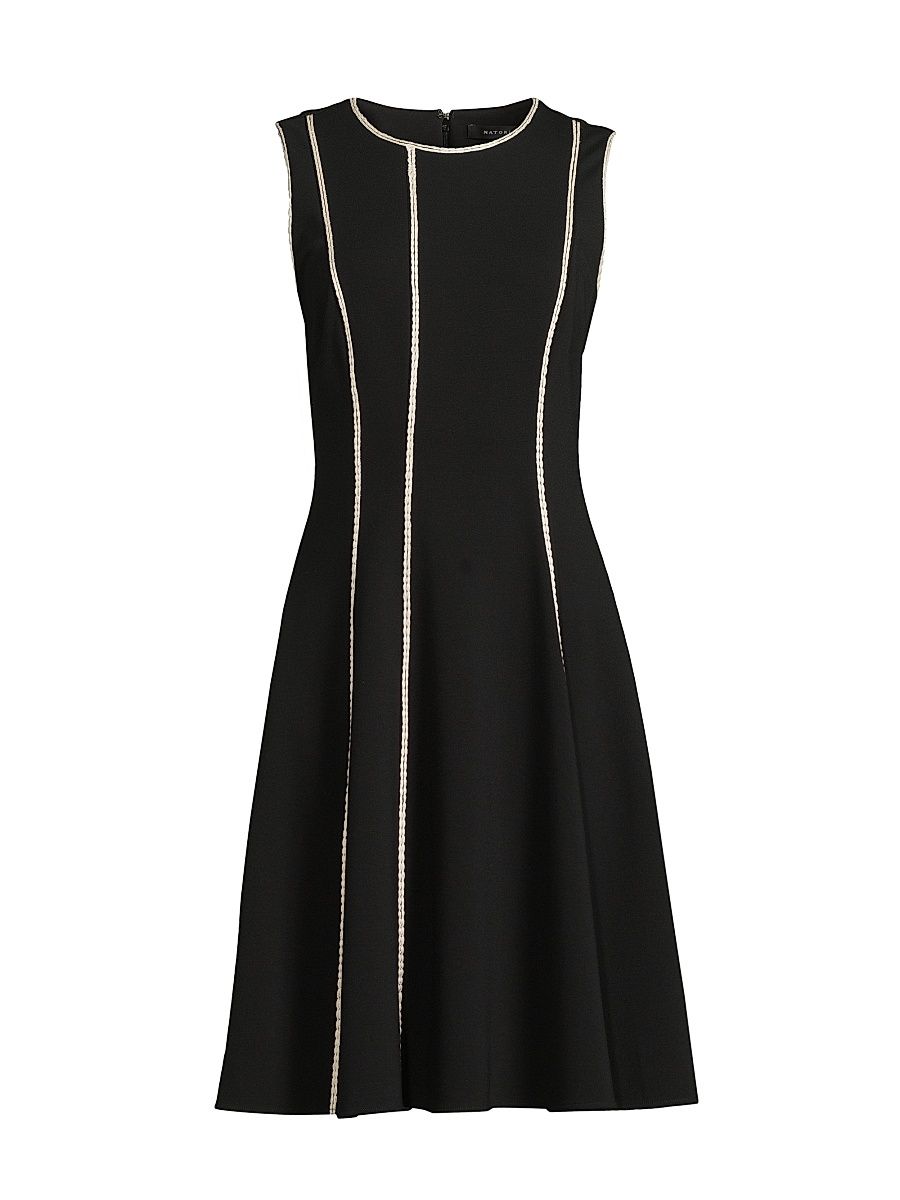 Women's Pleated Compact Knit Midi-Dress - Black - Size 14