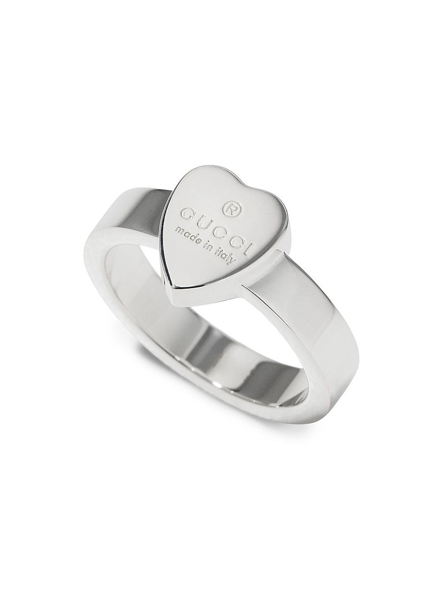 Women's Engraved Heart Sterling Silver Ring - Silver - Size 5.75