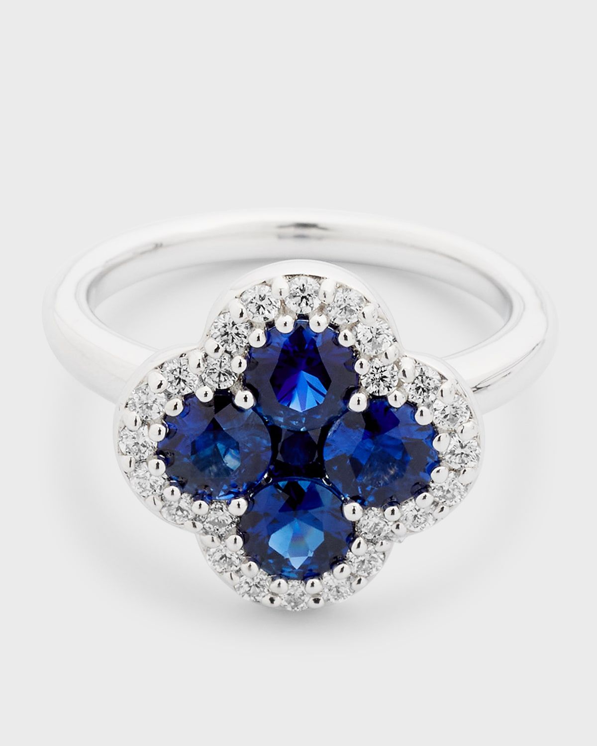 18K Blue Sapphire and Diamond Flower Ring, Size 6.75, 2.31tcw