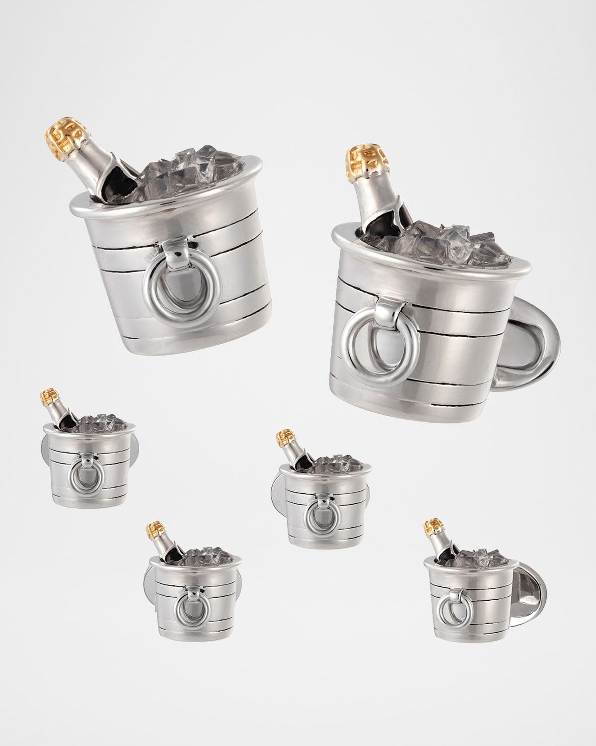 Men & apos;s Champagne Bucket Cufflink Stud Set