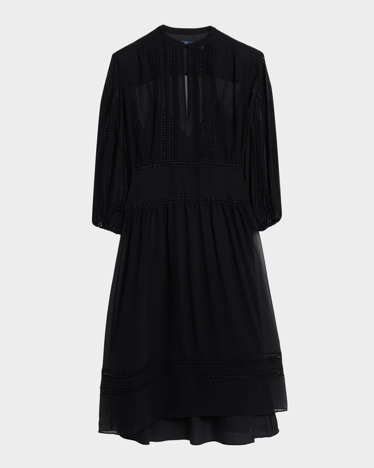 Lace-Trim Georgette Dress