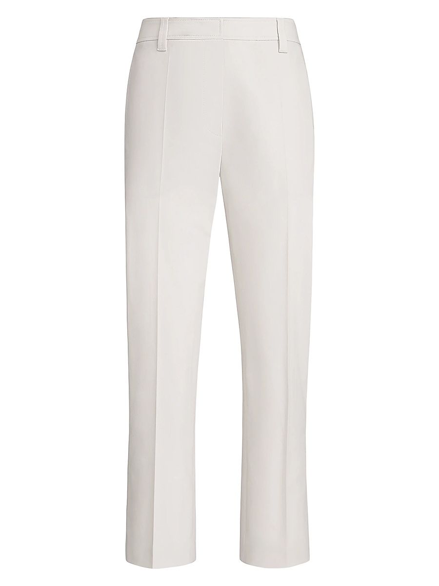 Women's Stretch Twisted Cotton Twill Cigarette Trousers - Oat - Size 16