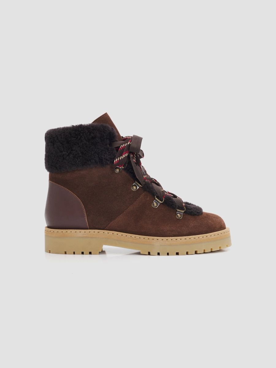 Women's Alle Suede-Shearling Sneakers - Brown - Size 6