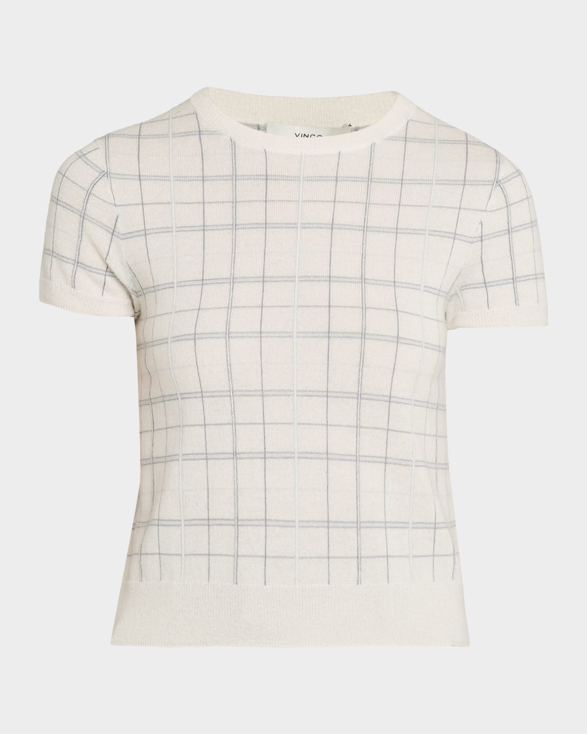 Plaid Short-Sleeve Crewneck Top