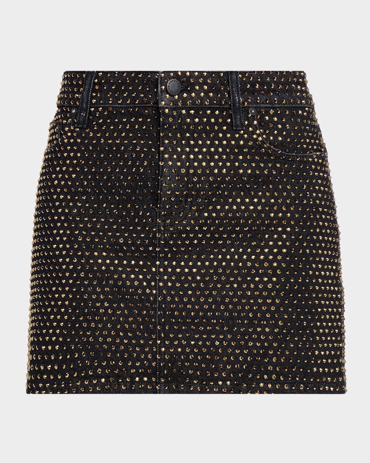 Joss High-Rise Embellished Denim Mini Skirt