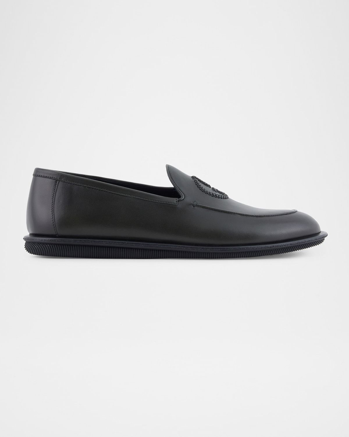 Men & apos;s Leather Monogram Slipper Loafers
