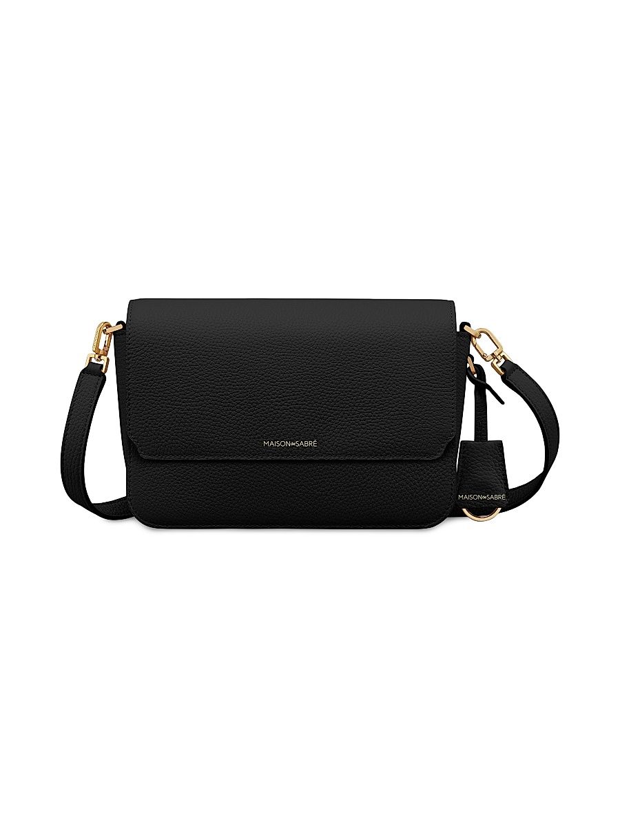 Women's Medium Leather Flap Bag - Black Caviar