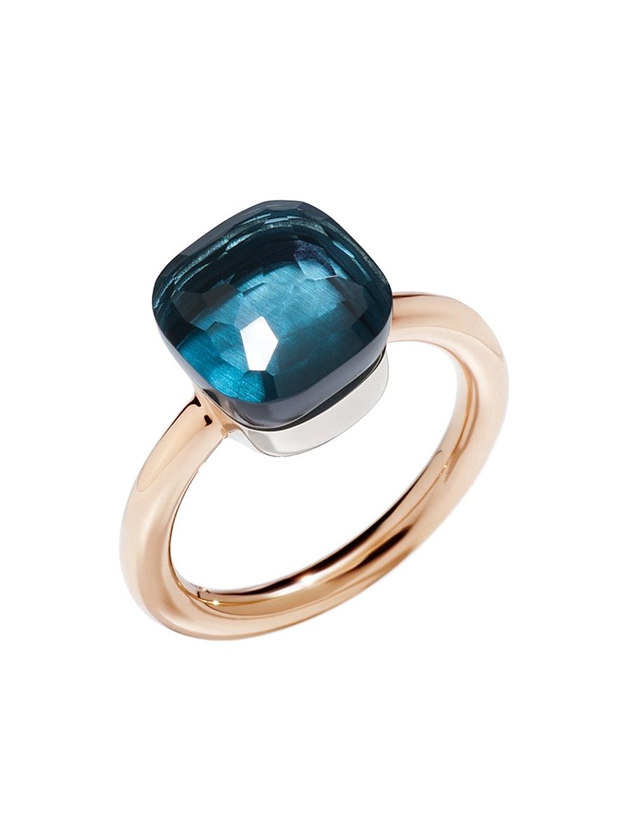 Women's Nudo 18K Rose Gold & London Blue Topaz Petite Square Ring - Rose Gold - Size 6.75
