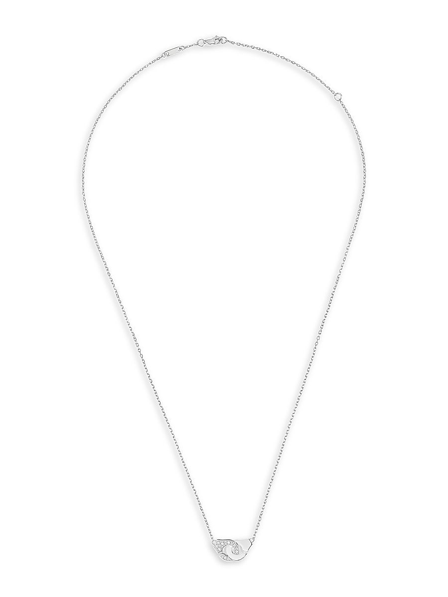 Women's Menottes Dinh Van R8 18K White Gold & Diamond Handcuff Chain Necklace - White Gold - Size 42