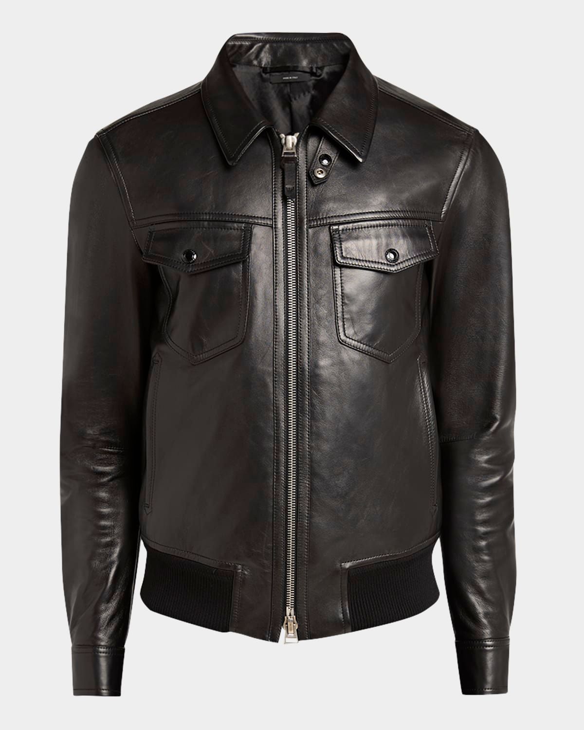 Men & apos;s Napa Leather Full-Zip Blouson Jacket
