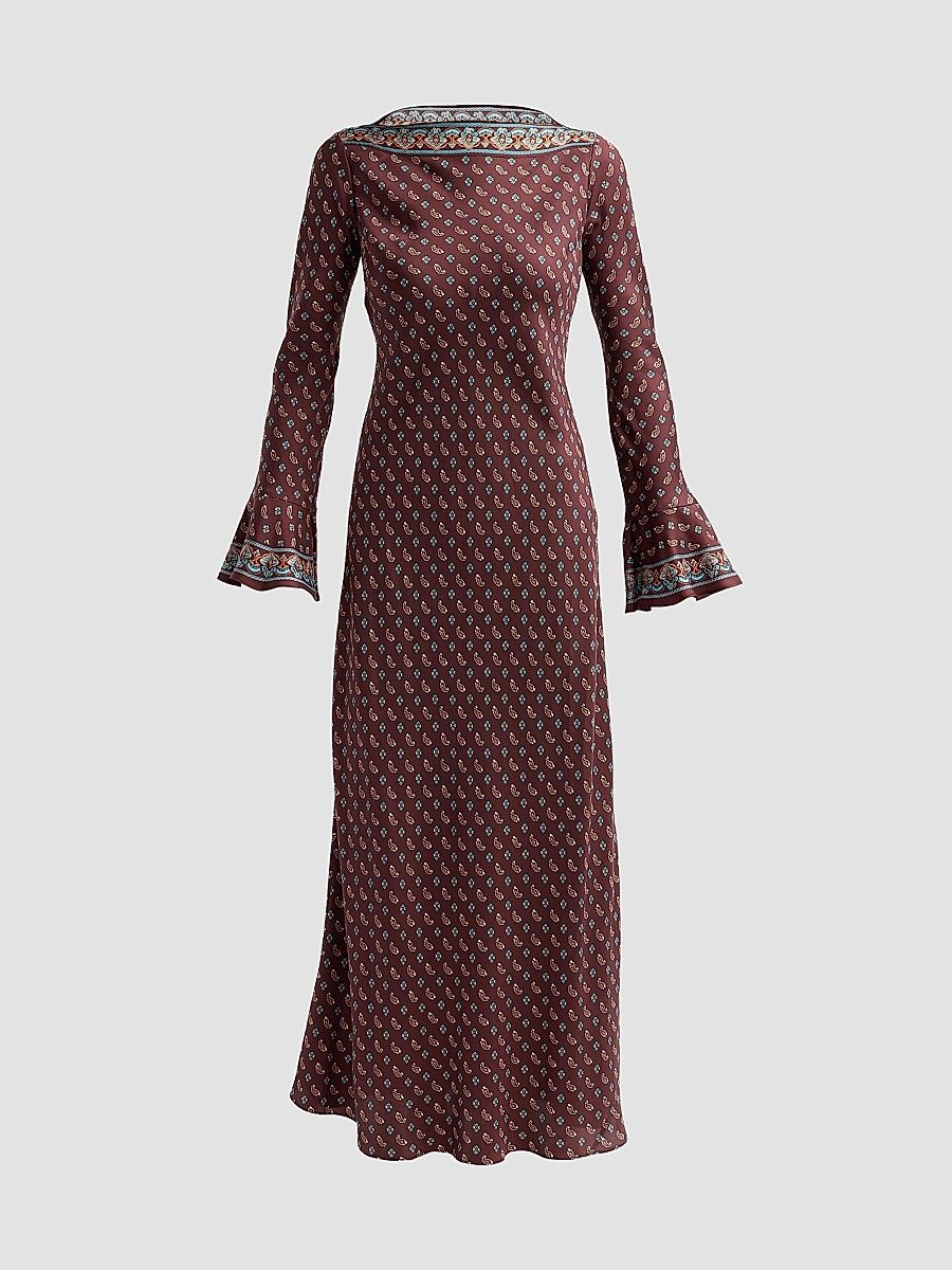 Women's Davina Paisley Silk Bias-Cut Maxi Dress - Deauville Paisley - Size XS