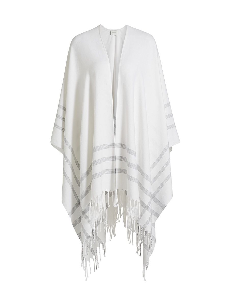 Women's Cotton & Cashmere Summer Cape - White Gray