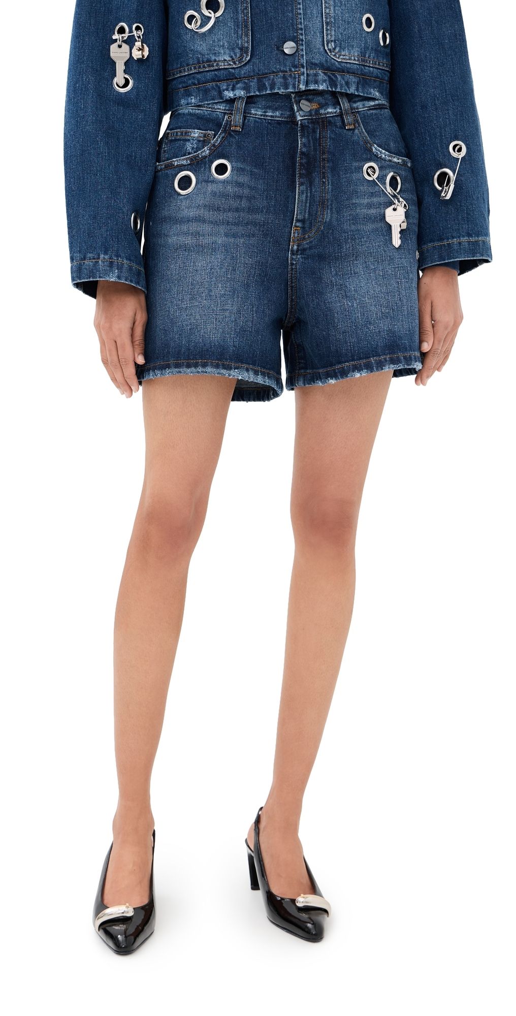 Marc Jacobs Grommet Denim Shorts Medium Wash Indigo 26