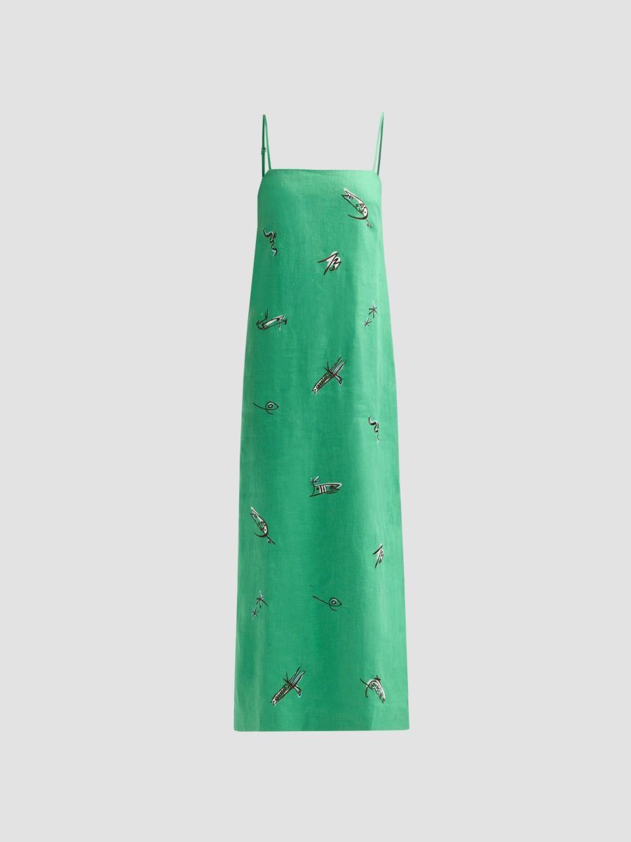 Women's Wanda Linen-Blend Maxi Dress - Green - Size 12