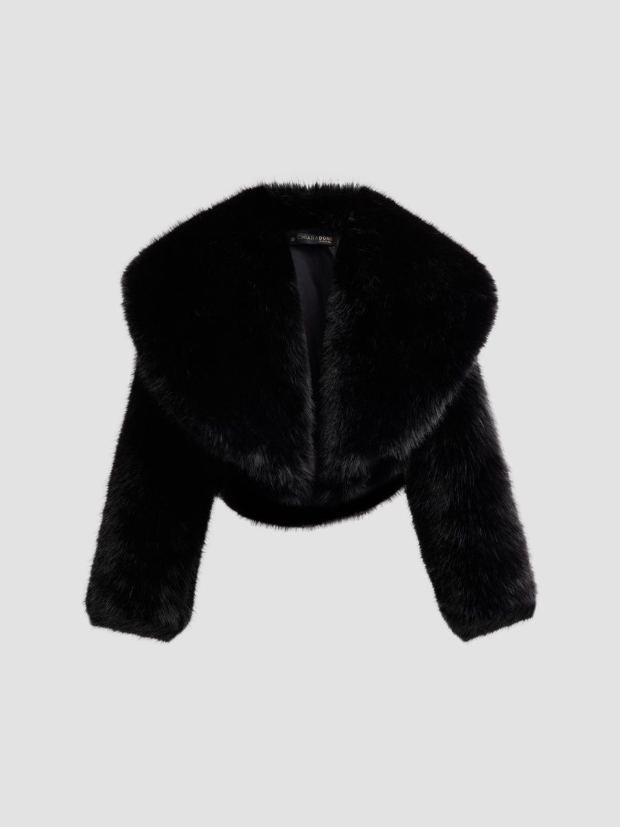 Chiara Boni La Petite Robe Women's Faux Fur Open Front Jacket - Black - Size XXL