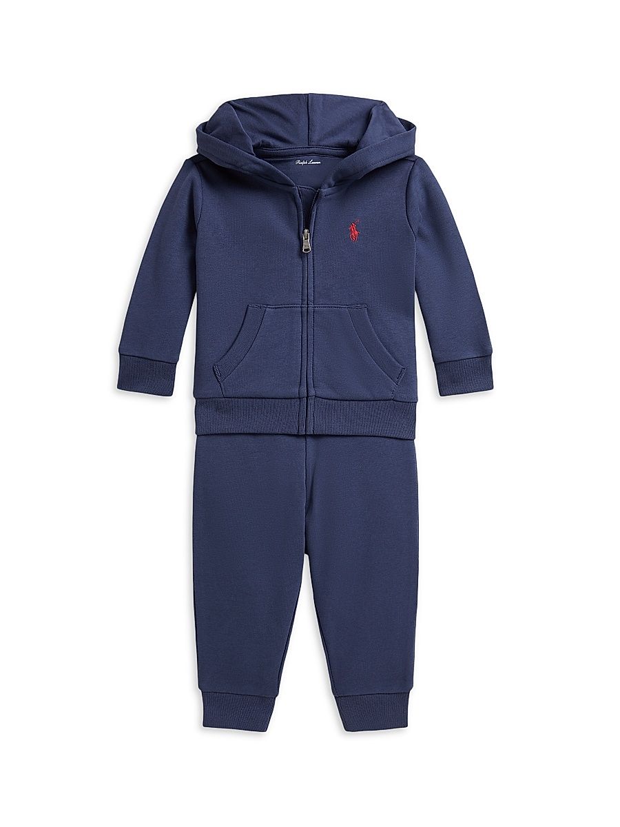 Baby Boy's French Terry Full-Zip Hoodie & Pants Set - Navy - Size 9 Months