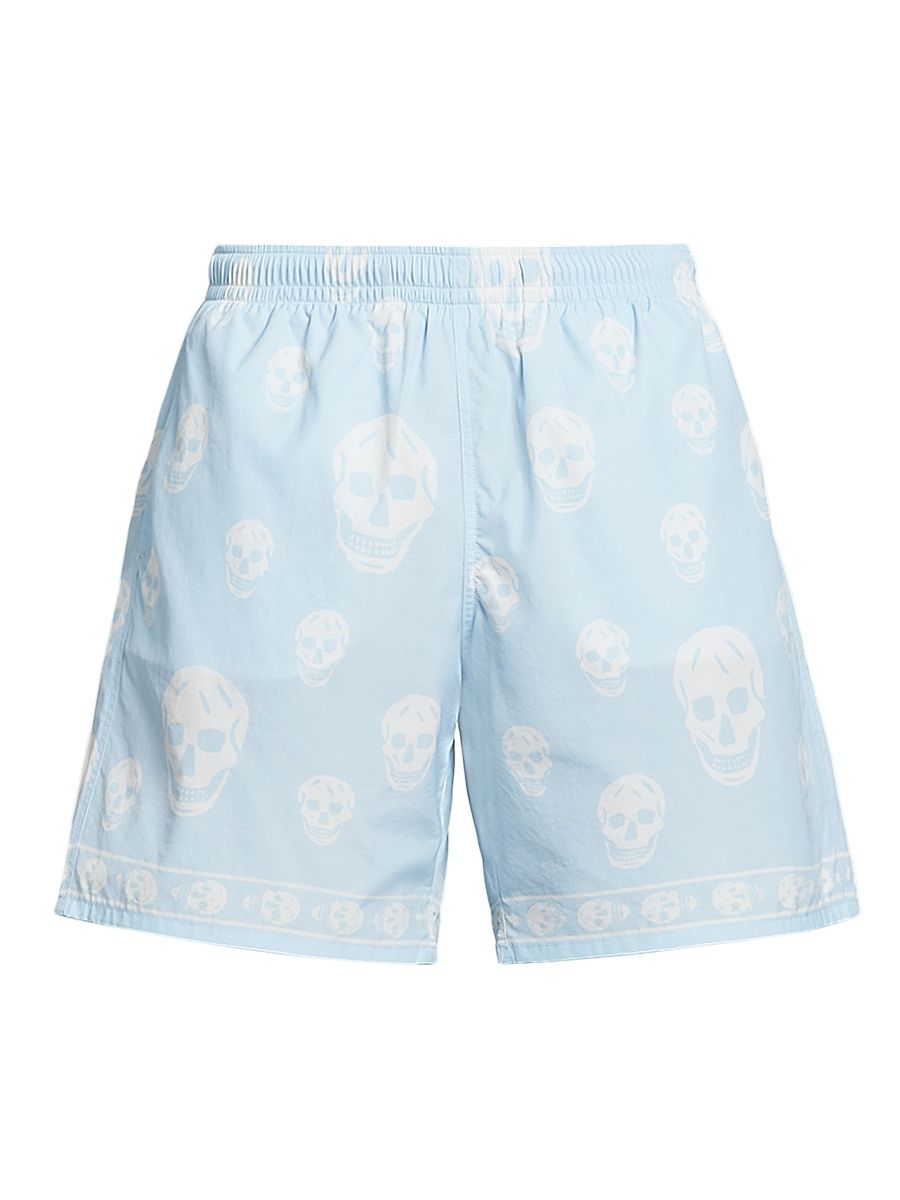 Men's Skull Swim Trunks - Ice Blue White - Size Large