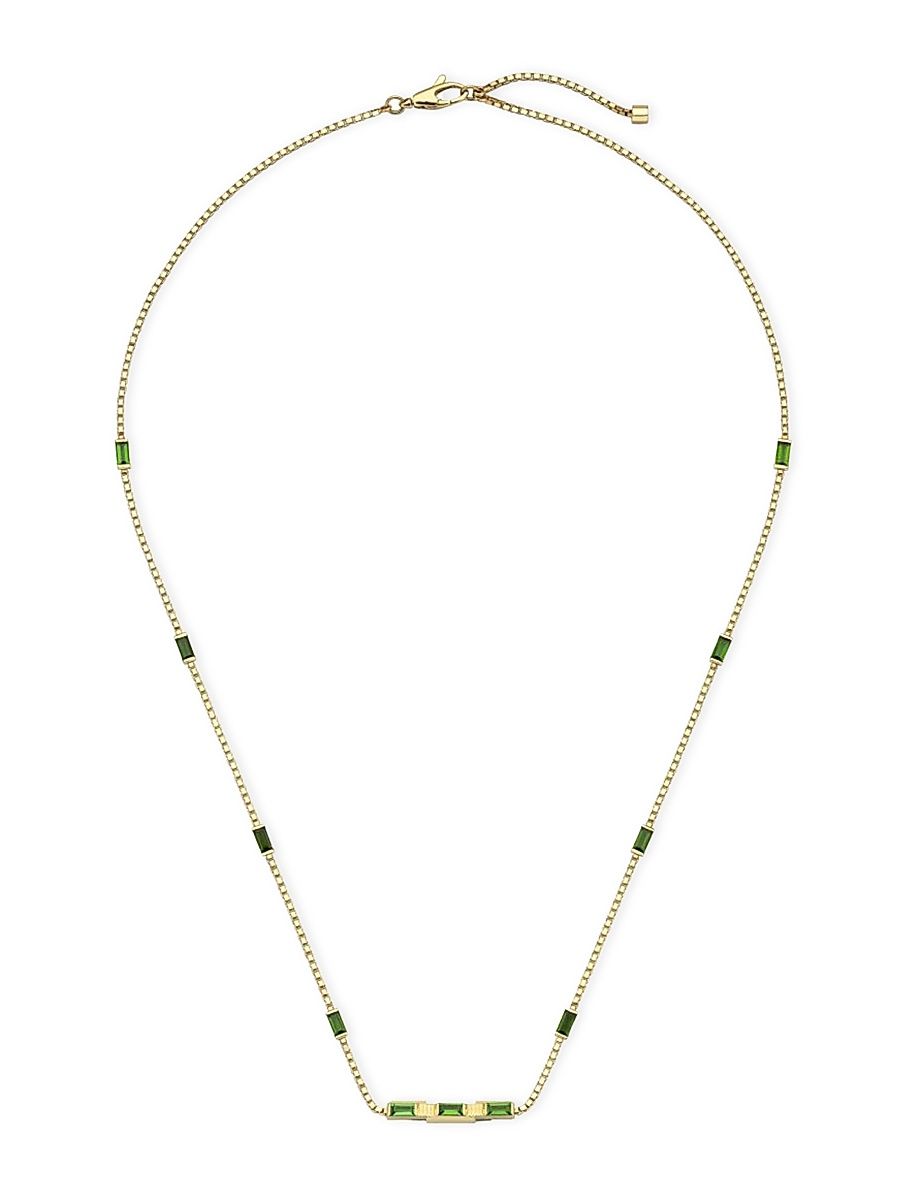 Women's Link To Love 18K Yellow Gold & Green Tourmaline Bar Pendant Necklace - Gold