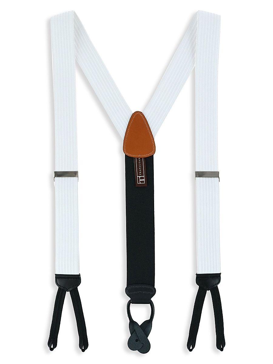 Men's Adjustable Elastic Suspenders - White