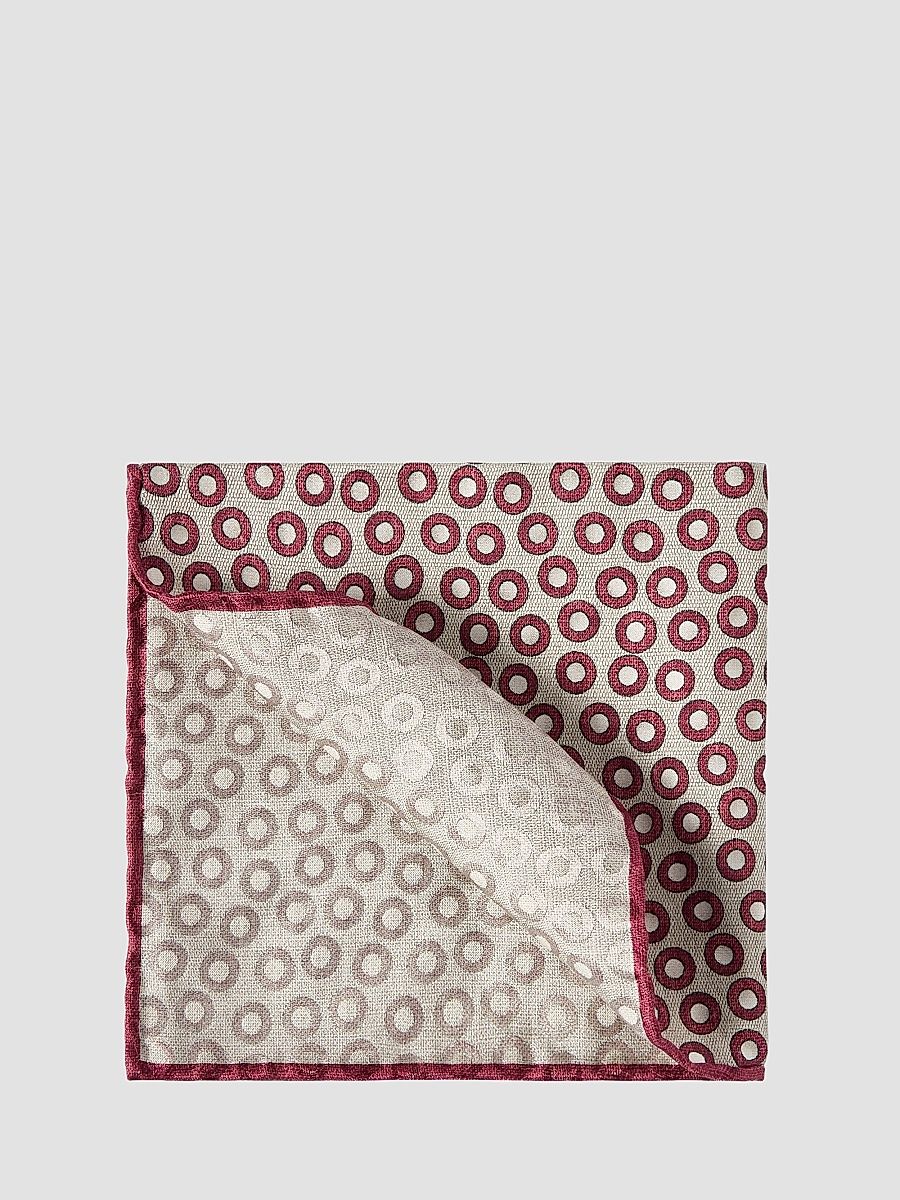 Men's Spotted Pattern Silk Pocket Square - Red White