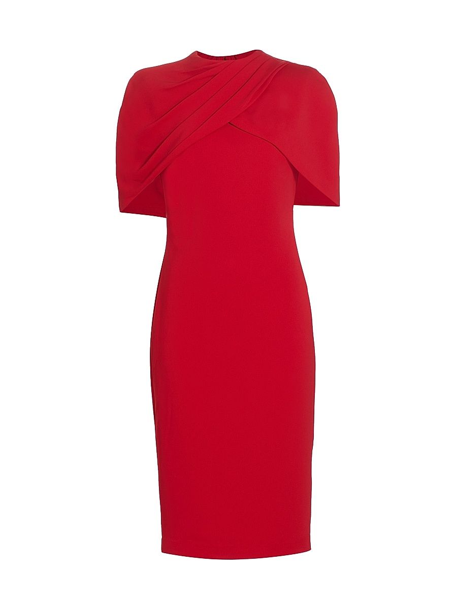 Women's Crepe Cape Shift Dress - Red - Size 16